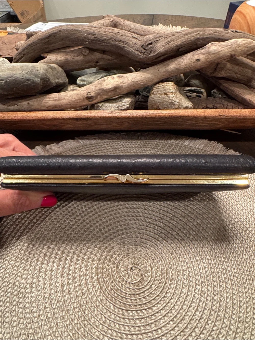 Givenchy Black Textured Leather Clutch with Gold Emblem